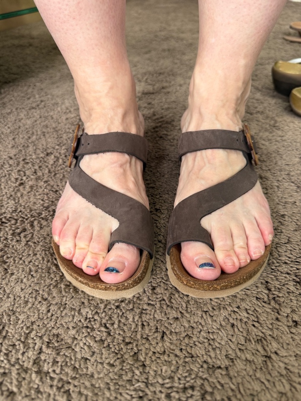 Women's Brown Suede Strappy Comfort Sandals